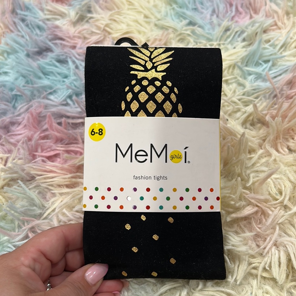 NWT Memoi pineapple tights 6-8